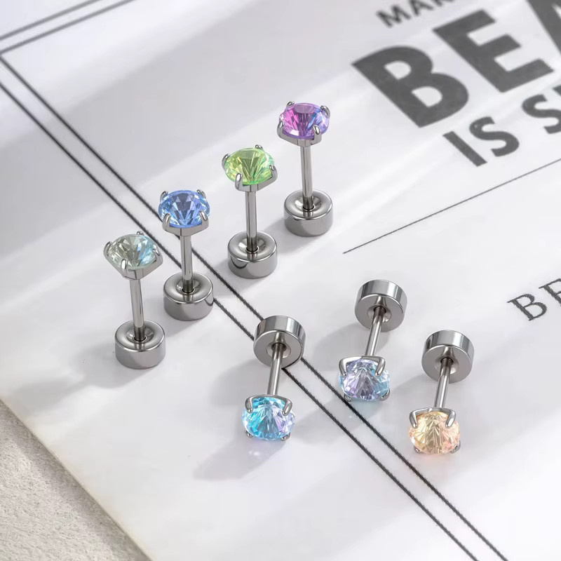 Mling Ohrstecker Titan, Zirkonia, Silber - Bild 2
