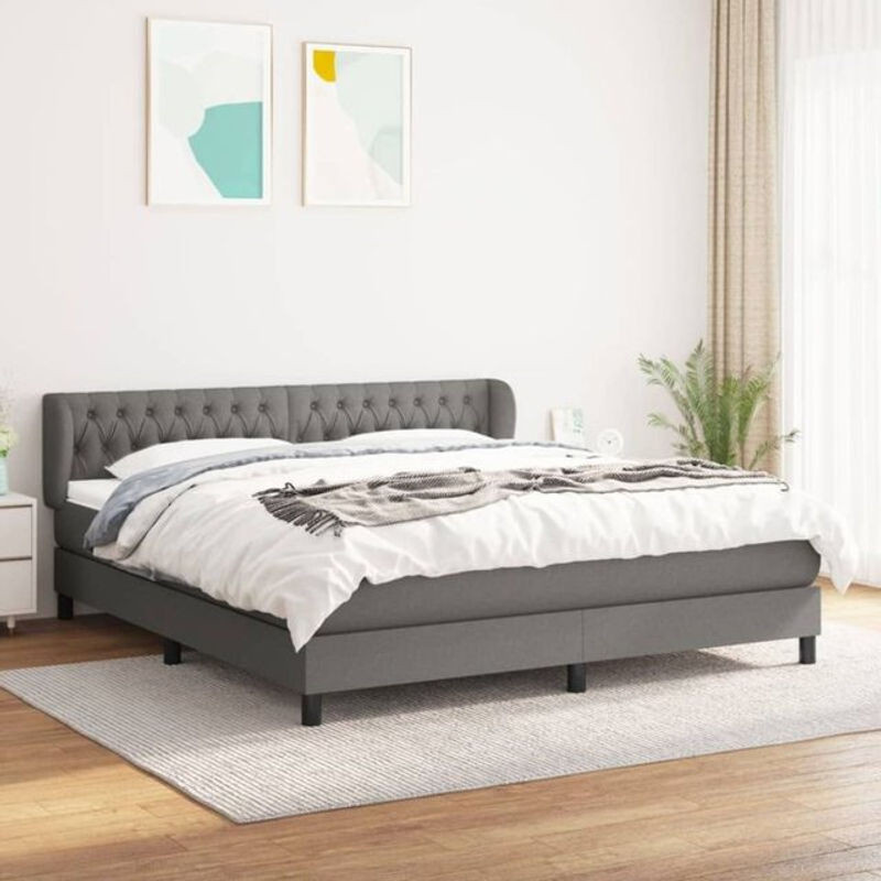 Boxspringbett mit Matratze von vidaxl in Anthrazit, Modernes Design aus Stoff und Massivholz, B/T: 180 x 200 cm - Bild 1