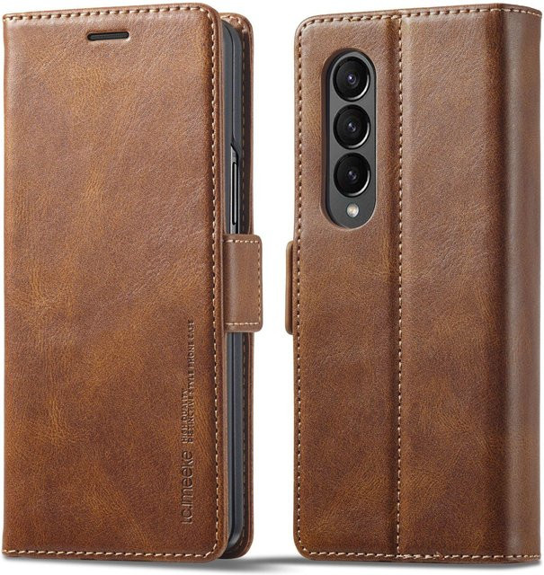 Business Leder Hülle für Samsung Galaxy Z Fold 7 6 5 4 3 5G mit Magnetischem Flip Schutz und Kartensteckplatz in Braun - Bild 1