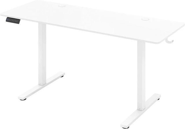 Costway Elektrisch Höhenverstellbarer Schreibtisch mit Memory-Funktion in Weiß, B: 160 cm, T: 60 cm - Bild 1