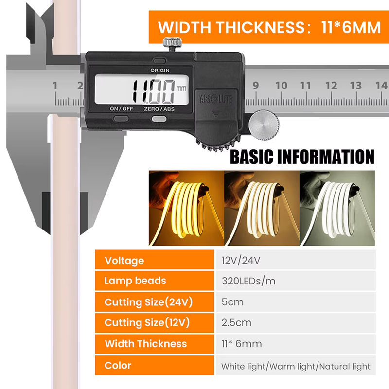 KISUFU COB LED Neon Streifen Licht IP68 wasserdicht, weiß, 320 LED High Density, RA90 - Bild 2