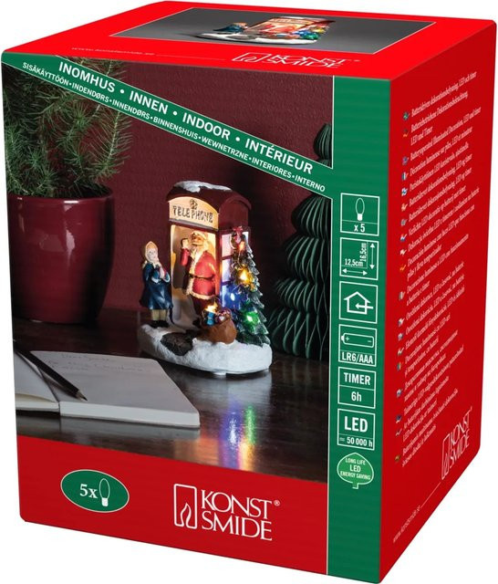 Konstsmide LED Weihnachtsmann in Telefonzelle als Advents- und Weihnachtsdekoration, Multicolor - Bild 1