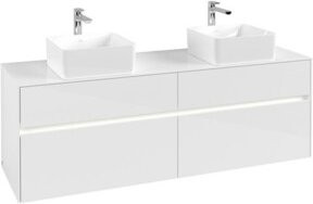 V&B Waschtischunterschrank Collaro in Weiß glänzend mit LED und Platz für 2 Waschbecken, B/T/H: 160 x 54,8 x 50 cm - Bild 1