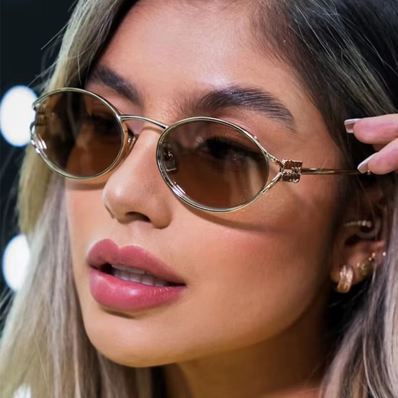 Sonnenbrille oval, Vollrand, Metall, gold - Bild 3