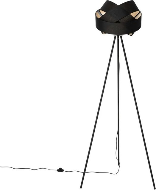 QAZQA Moderne Stehlampe Schwarz mit Stoffschirm und dimmbarer E27 Fassung, Höhe: 155 cm, Breite: 65 cm, Tiefe: 65 cm - Bild 1