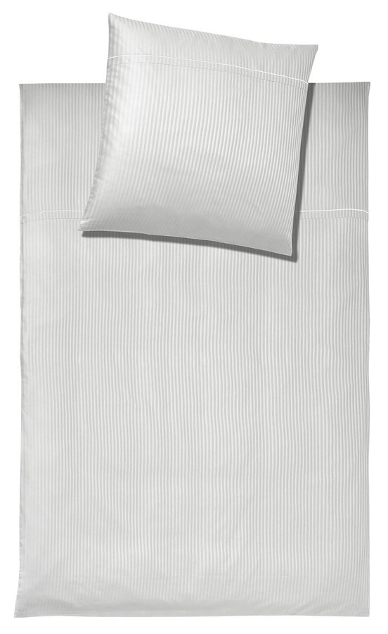 Milano 2356 Mako-Satin Bettwäsche aus Baumwolle, gestreift, Weiß, B/H: 135 x 200 cm mit Kissenbezug 40 x 80 cm - Bild 1