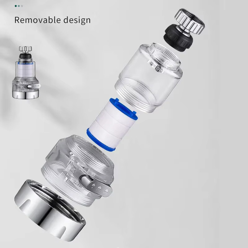 Baokemo 360-Grad-Drehbarer Wasserreiniger und Filterhahn in Silber für Küche, Badezimmer und Dusche mit hochdichter PP-Baumwolle - Bild 4