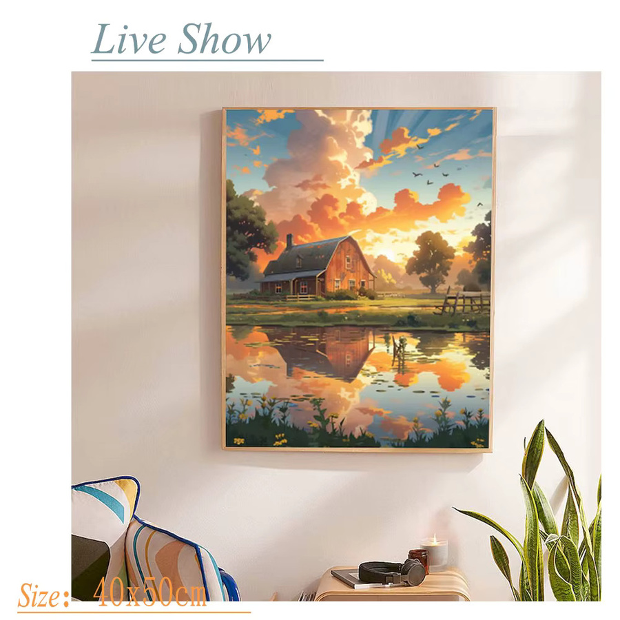 PhotoCustom Malen nach Zahlen Set mit Berglandschaft auf Leinwand für Erwachsene in Mehrfarbig - Bild 3
