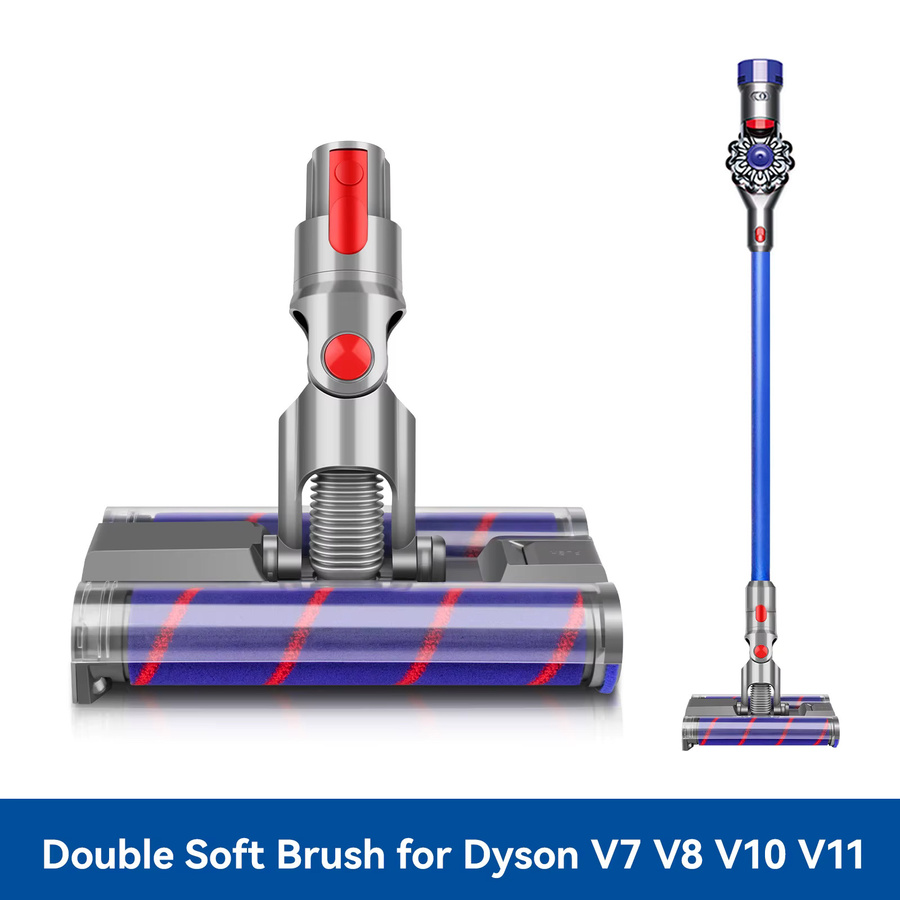 Dyson Ersatz Bodenkopf mit grünen LED-Scheinwerfern und weichen Doppelrollenbürsten für V7 V8 V10 V11 V15 Staubsauger - Bild 2