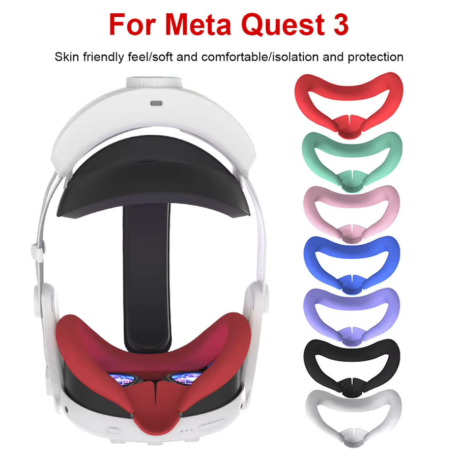 Silikon-VR-Gesichtsmaske für Meta Quest 3, lichtdichte und waschbare Ersatzpolsterung in Weiß - Bild 2