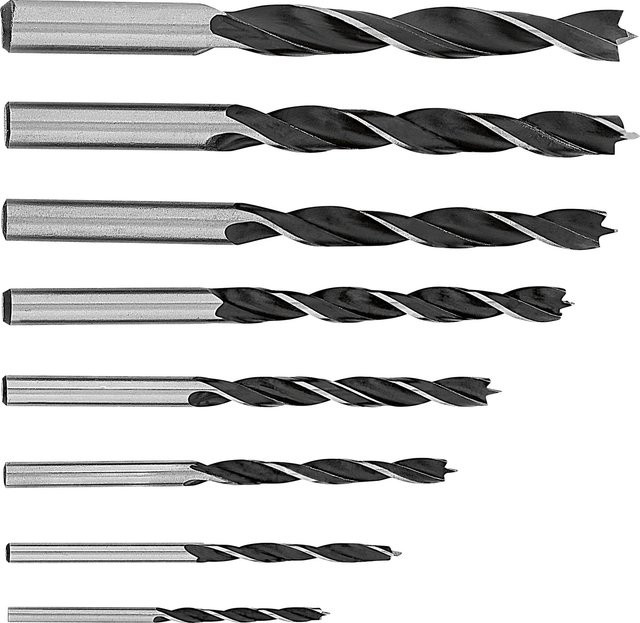 LUX-TOOLS Holzbohrer-Set 8-teilig aus Stahl in Silber - Bild 1