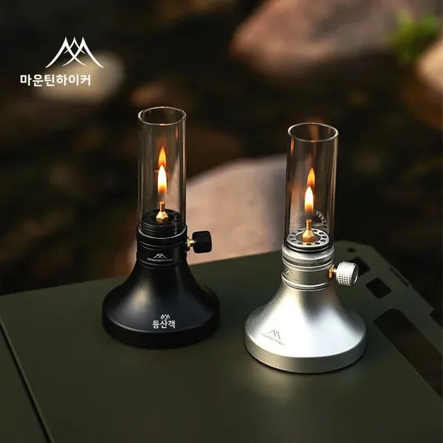MOUNTAINHIKER Aladdin Tragbare Gaslampe mit Retro-Glaslampenschirm in Silber für Camping und Outdoor - Bild 1