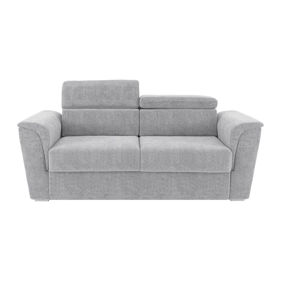 Vente-unique Schlafsofa Rizora Hellgrau mit verstellbarer Kopfstütze und Stoffbezug, Breite: 210 cm - Bild 2