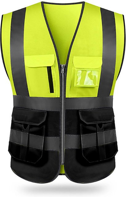 SFVest Warnweste mit hoher Sichtbarkeit und reflektierenden Elementen in Schwarz, Größe M - Bild 1