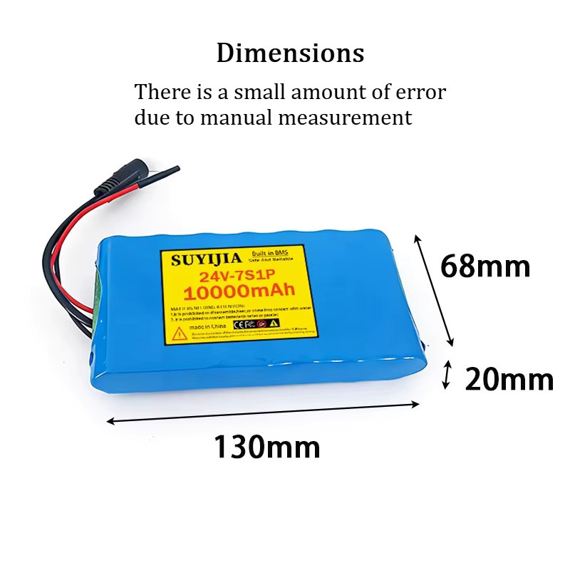 SUYIJIA 7S1P 24V 18650 Lithium-Akku mit 10000mAh und BMS-Schutzplatine in Blau inklusive 29,4V 2A Ladegerät - Bild 2