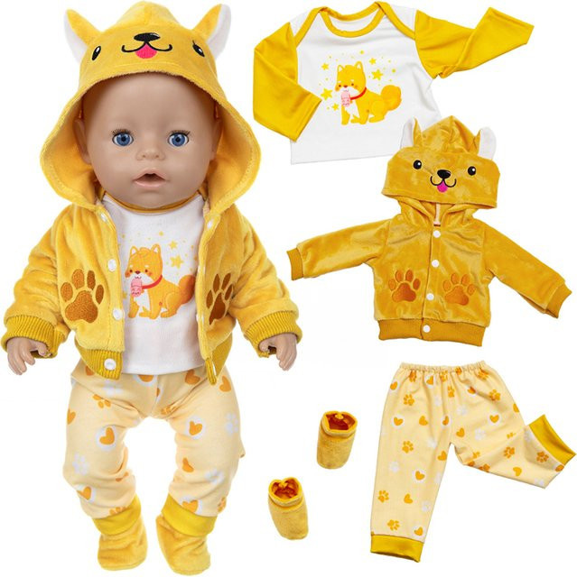 dearbei Puppenkleidung für 16-18 Zoll Babypuppen, Welpenjacke, Kapuzenpullover, Hose, Zubehör - Bild 1