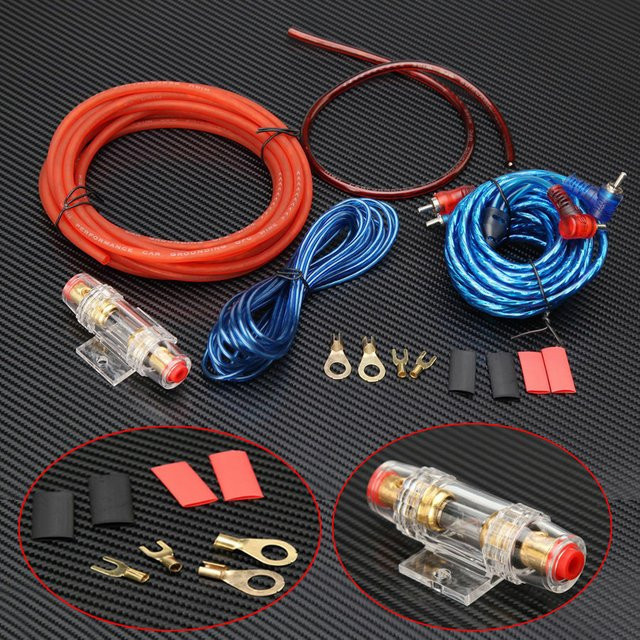 ALLOET Auto-Leistungsverstärker Verkabelungsset mit 1500W, 8GA Subwoofer-Kabel, 60 AMP Sicherungshalter und 18GA Lautsprecherleitung, Multicolor - Bild 1