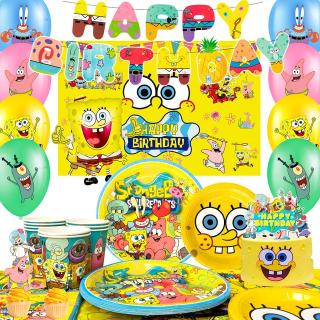 Potdemiel SpongeBob Party-Dekorations- und Partygeschirr-Set, 99-teiliges Set - Bild 1