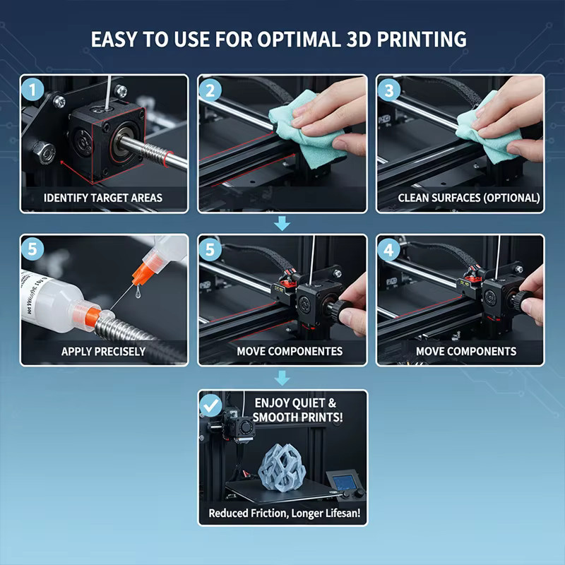 ZORILYNX Professionelles 3D-Drucker-Fett für geräuscharmen Betrieb, 10g Wartungsöl mit Nadelspitze für Linearschienen - Bild 5