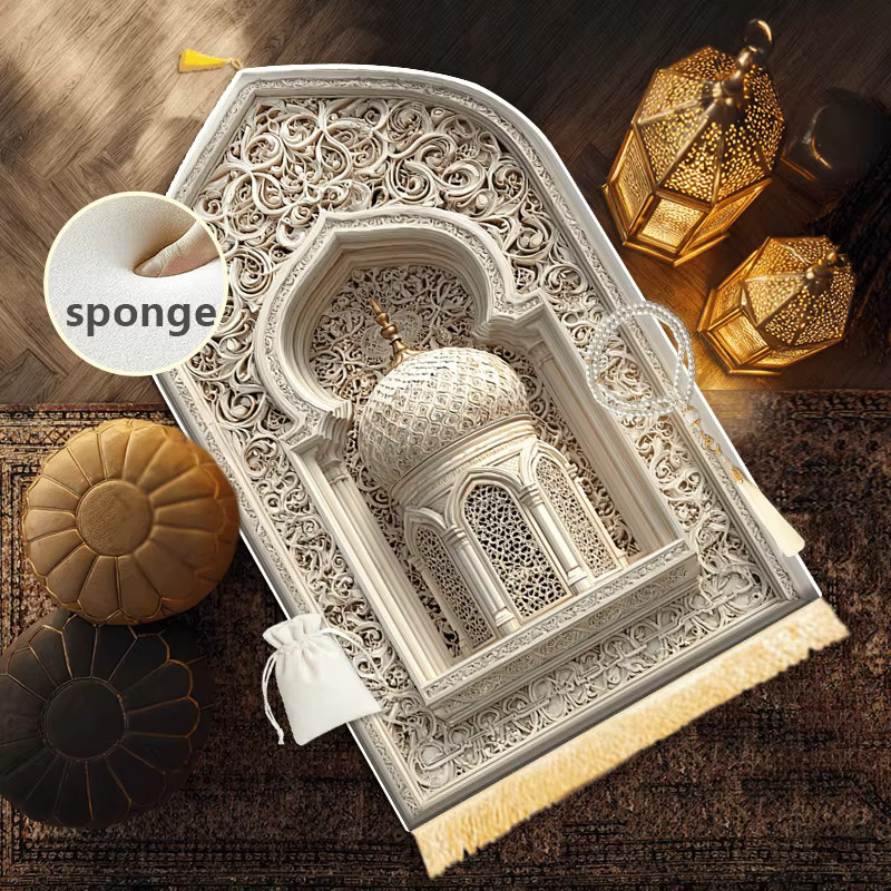 VIKAMA Muslimische Gebetsmatte aus Microfaser, rutschfest und weich, orientalisches Design - Bild 2