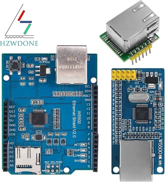 HZWDONE W5500 Ethernet-Netzwerkmodul für SPI zu LAN TCP IP Kommunikation mit STM32 und 51 Mikrocontrollern - Bild 1