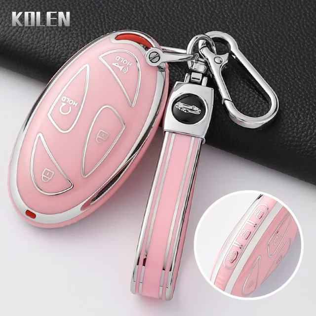 KOLEN TPU Schlüsselhülle für Hyundai IONIQ 6, Kona 5, 7 Tasten Fernbedienung Abdeckung, Farbe: Pink - Bild 1