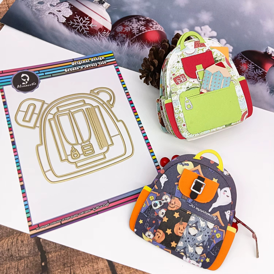 Alinacutle Metall-Stanzer Rucksack-Motiv in Gold für DIY-Grußkarten und Bastelarbeiten - Bild 3