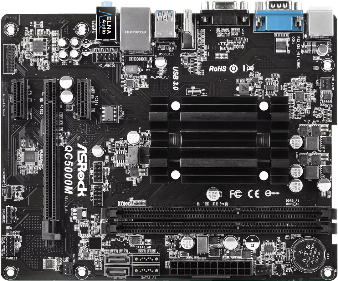 ASRock QC5000M Micro-ATX Motherboard mit AMD Radeon HD 8330 Grafik, AMD FT3 Kabini A4-5050/5000 Quad-Core APU und DDR3 Unterstützung in Schwarz - Bild 2