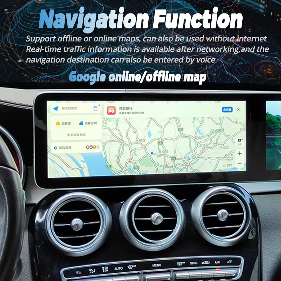 NAVIRIDER Dual Screen Android Carplay Autoradio mit Navigation und GPS für Mercedes Benz C GLC NTG 5.0 5.5 6.0 2016-2022, 12,3 Zoll, Schwarz - Bild 5