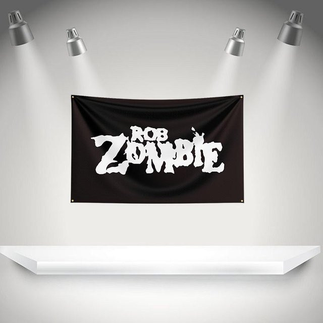 Rrob Zombies Flagge Rockmusik Band Banner mit Messingösen, Wandteppich für Fans, Farbe: Schwarz, Breite: 74 cm, Höhe: 94 cm - Bild 1