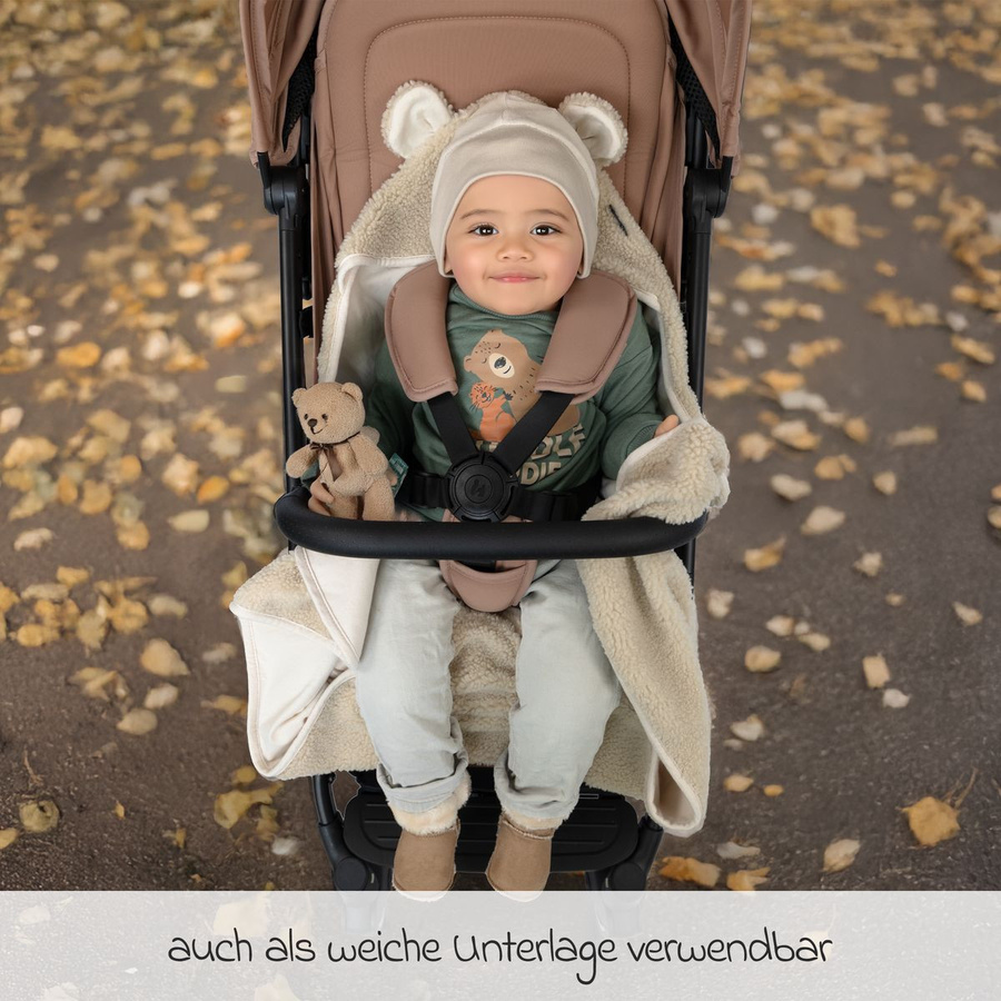 Zamboo Einschlagdecke Teddy für Babyschalen aus Baumwolle in Beige mit OEKO-TEX Standard 100 - Bild 5
