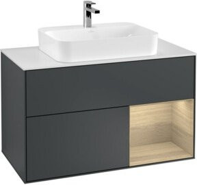 V&B Waschtischunterschrank Finion 100 in Eiche mit lackierter Oberfläche, Breite: 100 cm, Höhe: 50,1 cm, Tiefe: 50,1 cm - Bild 1