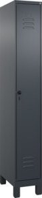 C+P Spind Classic PLUS Garderobenschrank mit 1 Abteil, Höhe: 195 cm, Breite: 30 cm, Tiefe: 50 cm, Farbe: Anthrazit/Schwarz, mit Sicherheits-Drehriegel, 4 Garderobenhaken und mittiger Trennwand - Bild 1