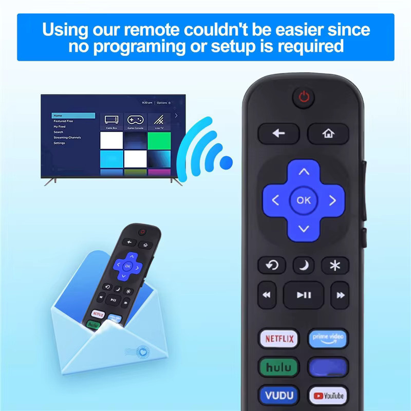 Ersatzfernbedienung von kebidu für Roku TV Modelle von TCL, Hisense, Onn und Philips in Schwarz mit YouTube-Funktion - Bild 2
