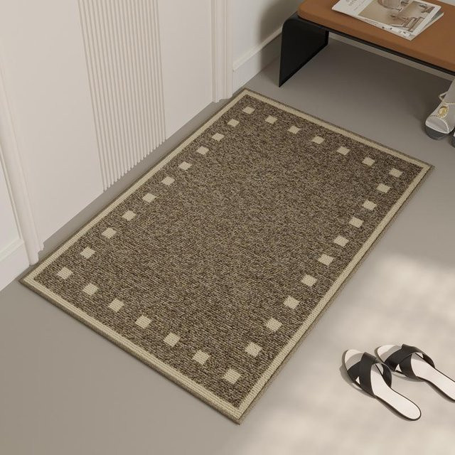 Schmutzabweisende halbrunde Eingangstürmatte im Retro-Design, braun, B/T: 80 x 50 cm - Bild 1