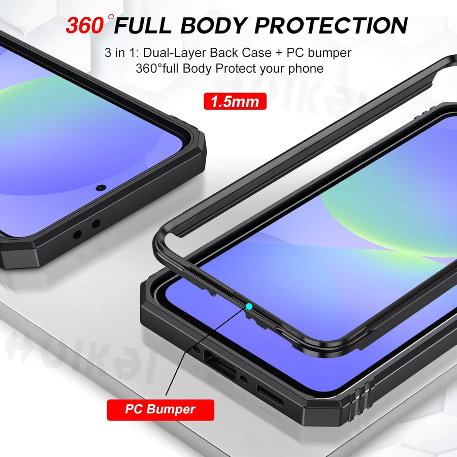 Huikai Schutzhülle für Samsung Galaxy A37 A57 A56 A36 mit Kameraschutz und stoßfester Panzerung in Schwarz - Bild 2
