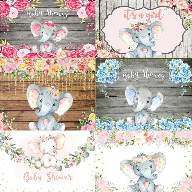 Dekoration für Babypartys und Geburtstage mit Elefanten- und Blumenmotiv in Mehrfarbig - Bild 1
