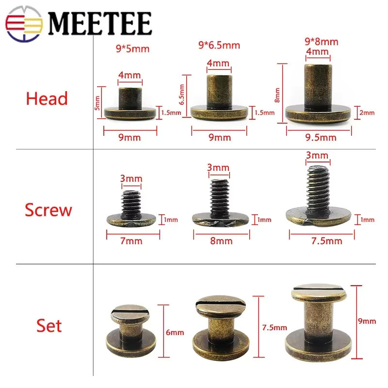 Meetee Flachkopf Metall Nägel und Schnallen in Gold für DIY Hardware Zubehör, 5-8mm - Bild 3