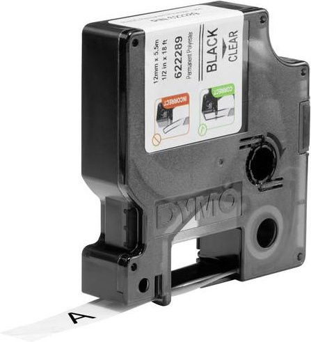 DYMO Rhino 622289 Polyester-Beschriftungsband Transparent mit schwarzer Schrift, Breite: 12 mm, Länge: 5,5 m - Bild 1