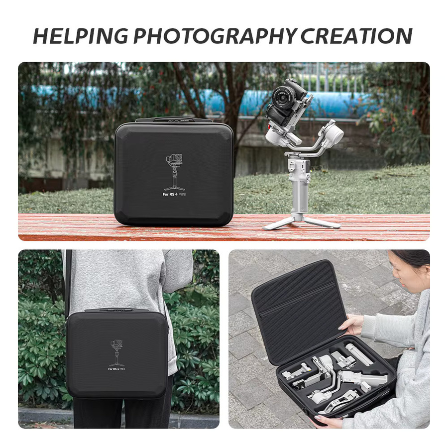 XFJI Aufbewahrungstasche für DJI Ronin RS 4 Mini Combo Gimbal-Stabilisator Zubehör, Tragbare Nylon-Hartschalen-Tragetasche, Schwarz - Bild 4