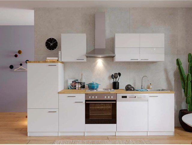 Respekta Küchenzeile LBKB280WW modern Weiß B: 280 cm, T: 60 cm, H: 200 cm - Bild 1