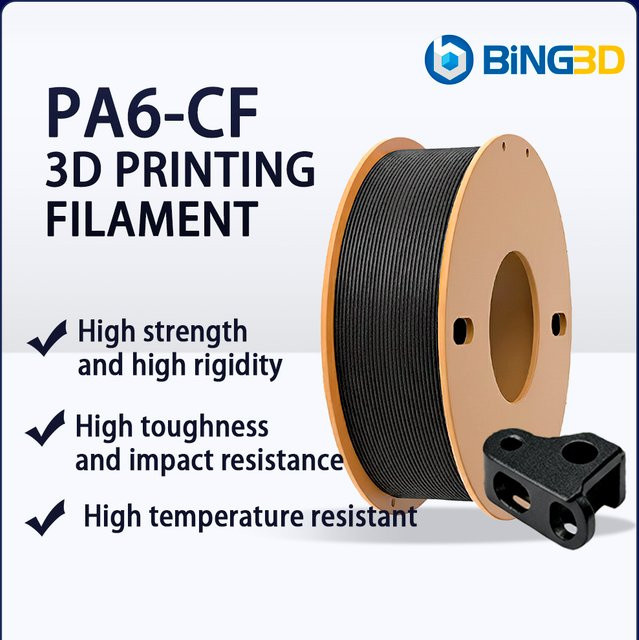 Bing PA6-CF3D FDM Filament: Hochfestes und stoßfestes kohlefaserverstärktes Nylon in Schwarz - Bild 1