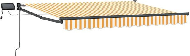 vidaXL Manuelle Gelenkarmmarkise mit LED-Beleuchtung in Orange und Weiß, B: 350 cm, T: 250 cm - Bild 1