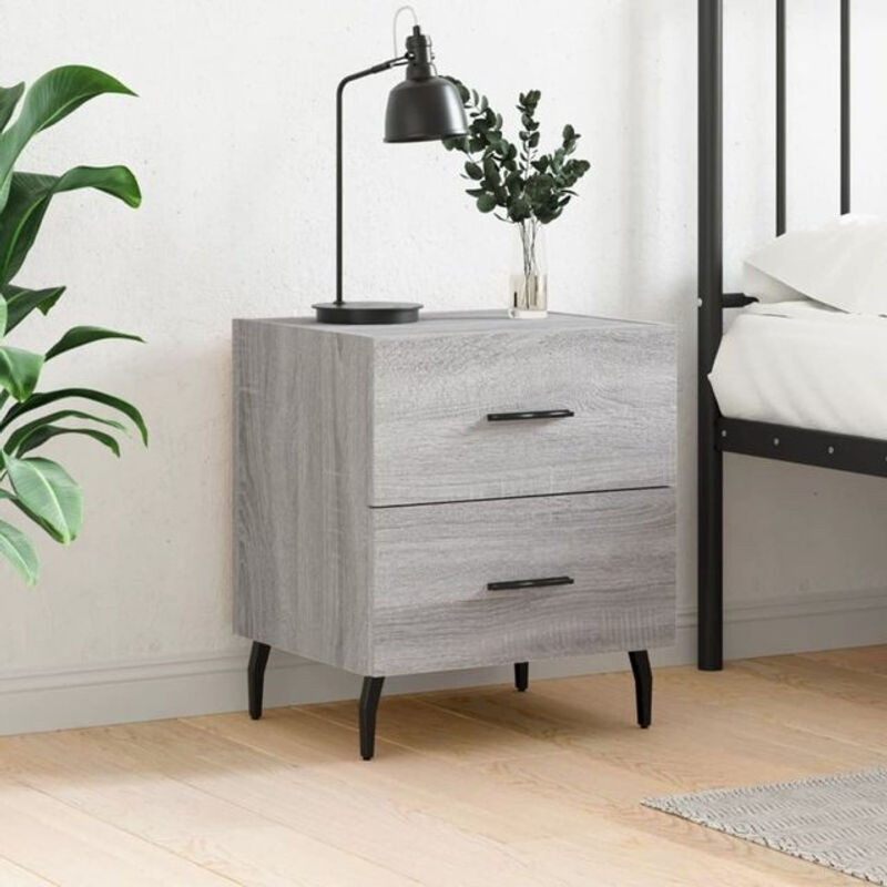 Modern Nachttisch Vidaxl aus Holzwerkstoff und Metall in Grau, B/T/H: 40 x 35 x 47,5 cm - Bild 1