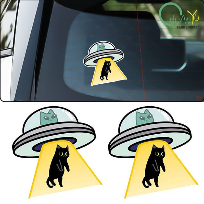 Kreativer Katze UFO Vinyl Aufkleber wasserdicht und mehrfarbig für Auto, Laptop und Fenster - Bild 1