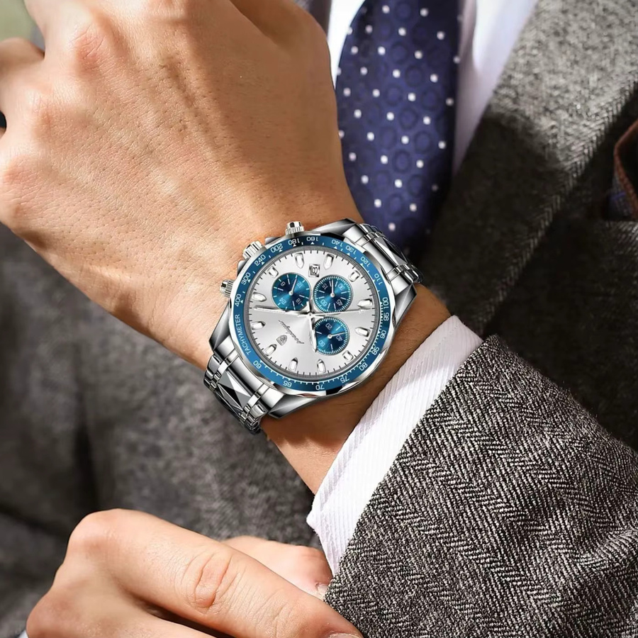 POEDAGAR Chronograph, Quarzuhr, Edelstahl, Bicolor, Herren - Bild 6