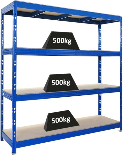PROREGAL Rhino Profi Schwerlastregal Blau mit 4 Spanplatten-Ebenen, H x B x T: 200 x 200 x 60 cm - Bild 1