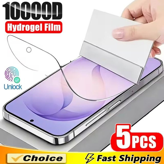 5 Stück Hydrogel-Displayschutzfolien für Samsung Galaxy S26 S25 S24 S23 S22 S21 Ultra S20 FE S10 Plus S9 und Note 20 Ultra, transparent - Bild 1