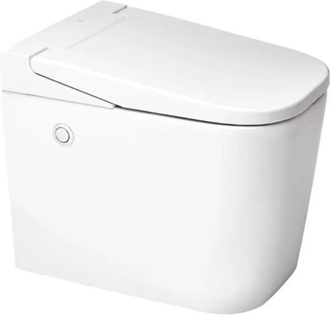 Swiss Aqua Technologies Stand-Kombi-WC OptimFlush mit integriertem Spülkasten und SoftClose in Weiß, Siphonic, horizontaler Abgang, B/T/H: 39,5 x 59,0 x 39,5 cm