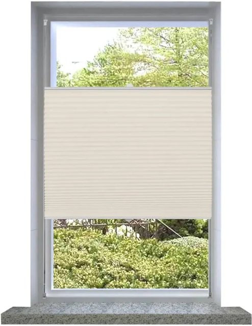 vidaXL Plissee Faltrollo aus Polyester in Beige, B: 60 cm, H: 125 cm - Bild 1